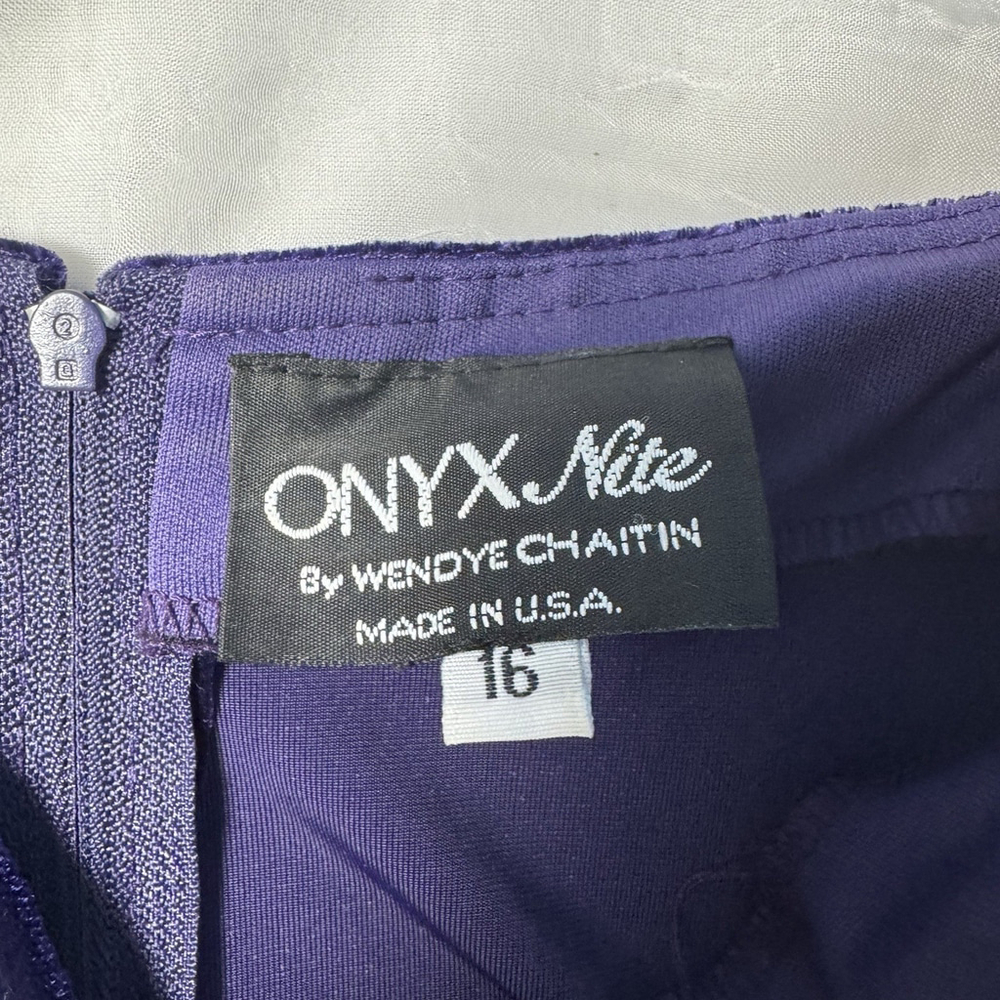 Onyx Nite Velvet Purple Vintage Y2K Formal Sparkly Dress Size 16 - Picture 8 of 13